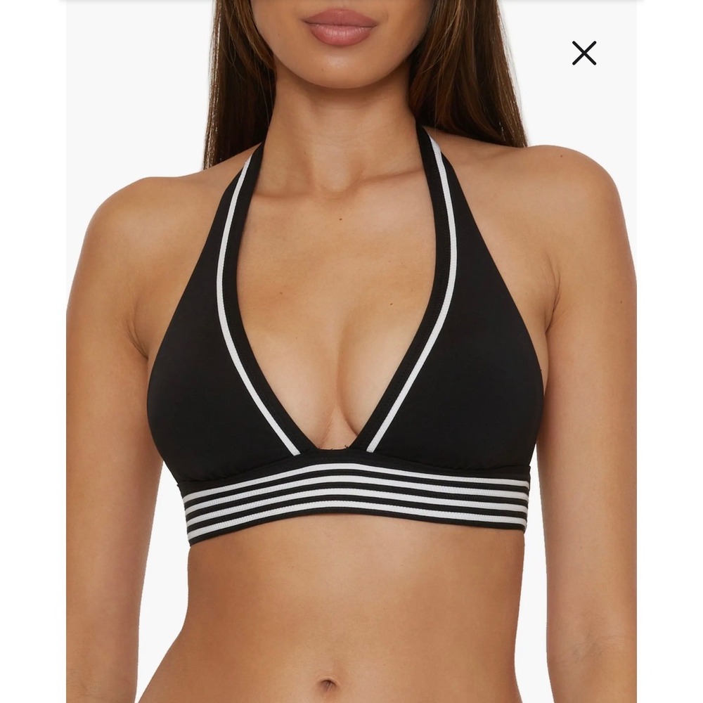 Trina Turk Black White Striped Halter Bikini Top only Size 6
